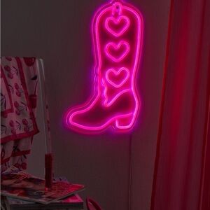 New Cowgirl Boot Heart Neon Sign